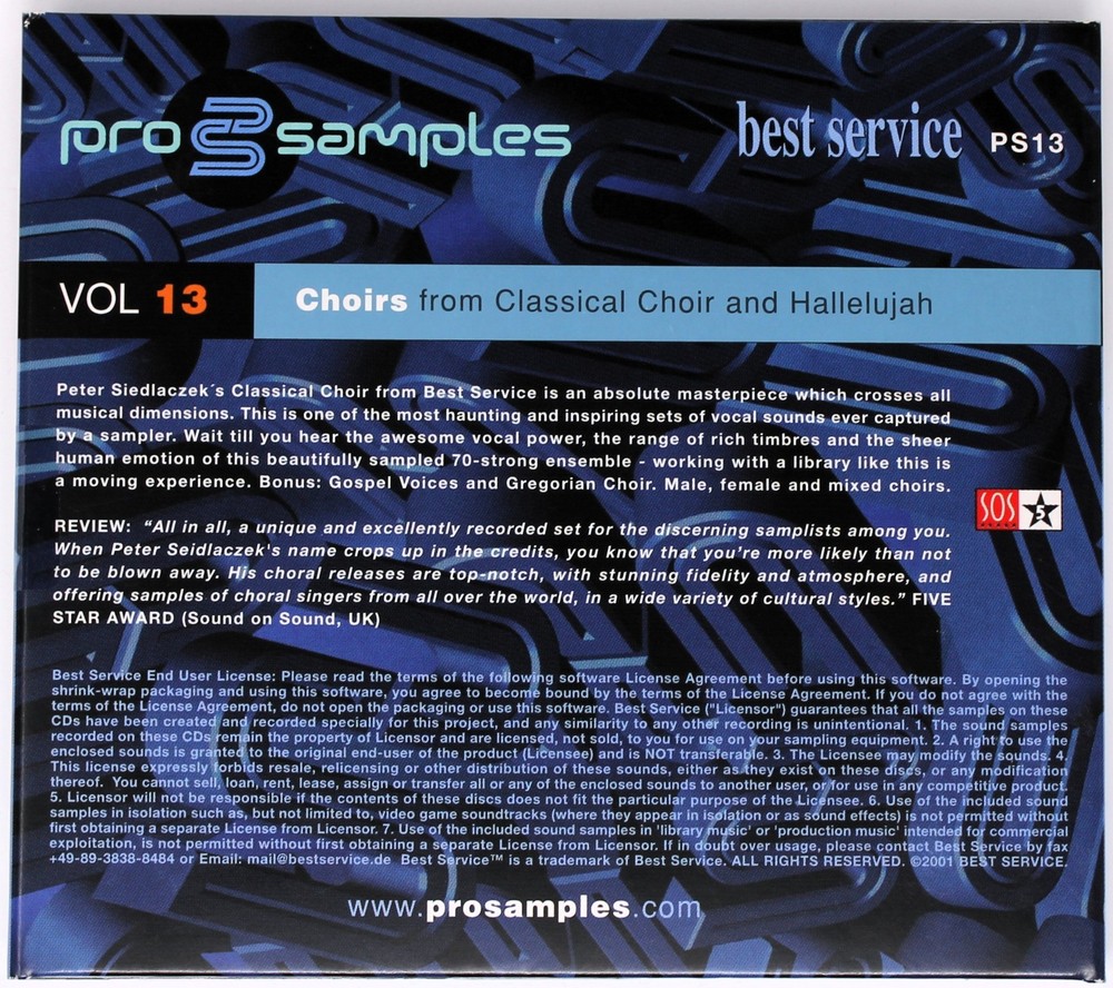 Best Service Pro Samples 13 Choirs Peter Siedlaczek Sound Library/Sampling 2 CD