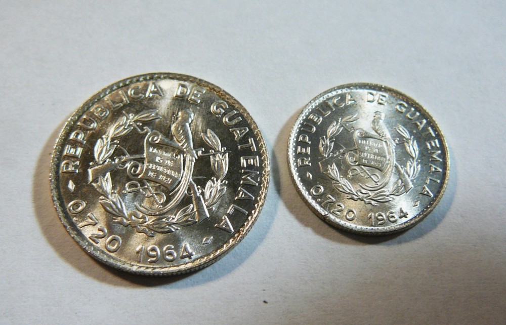 1964 Guatemala Silver 5 & 10 Centavos Uncirculated SD37