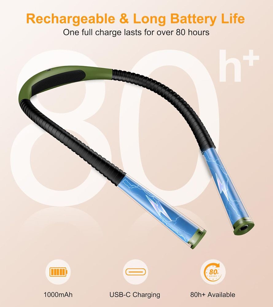 Book Light, Eye Caring 4-Color & 5-Brightness Neck Light Reading Light- Stepless