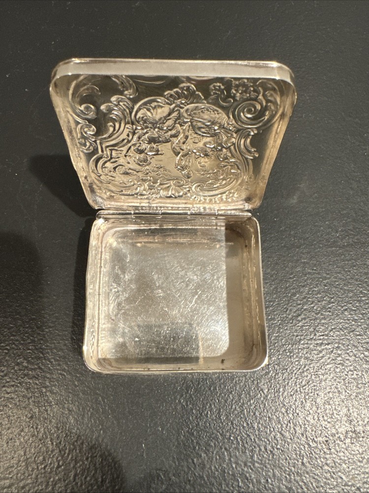 Lovely Antique Sterling Silver Repousse Box With Hinged Lid
