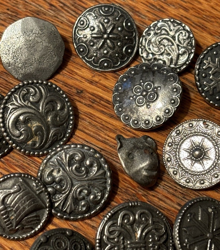 Vintage Pewter Buttons~ 30 Norwegian Factory Errors.