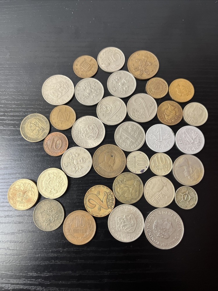 34 International Coins.