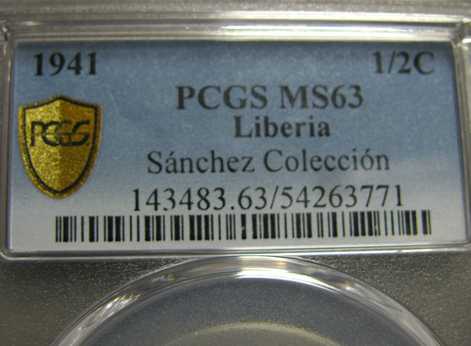 1941 Liberia 1/2c Sanchez Collection MS-63 PCGS Coin ---- #678C