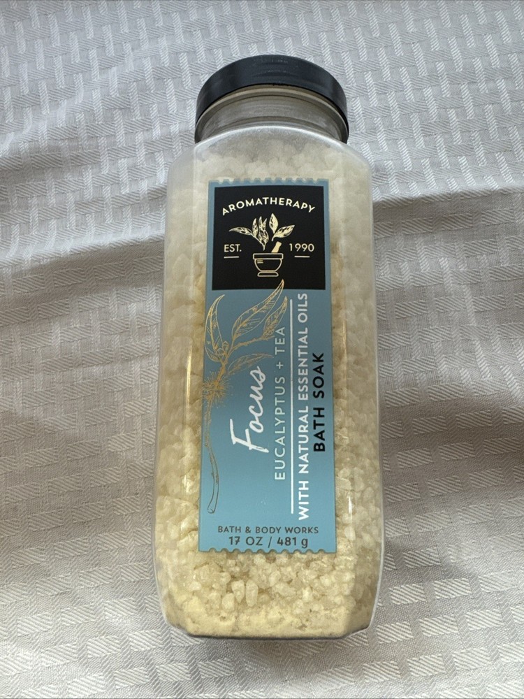 Bath & Body Works AROMATHERAPY FOCUS EUCALYPTUS TEA Bath Crystals 17oz RETIRED