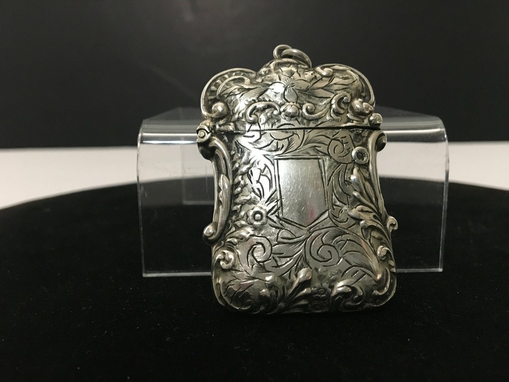 Vintage Match Safe Repousse Scroll Design in ALBO Silver