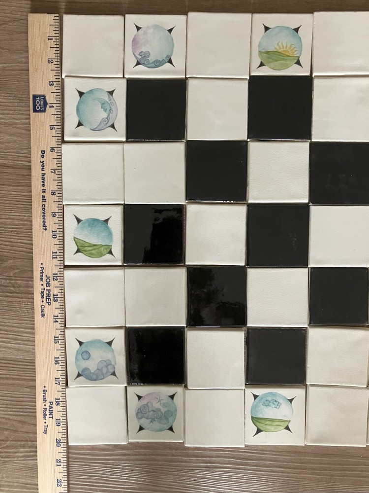 Porcelain Chessboard Original Hand Painted Tiles Commissioned Work