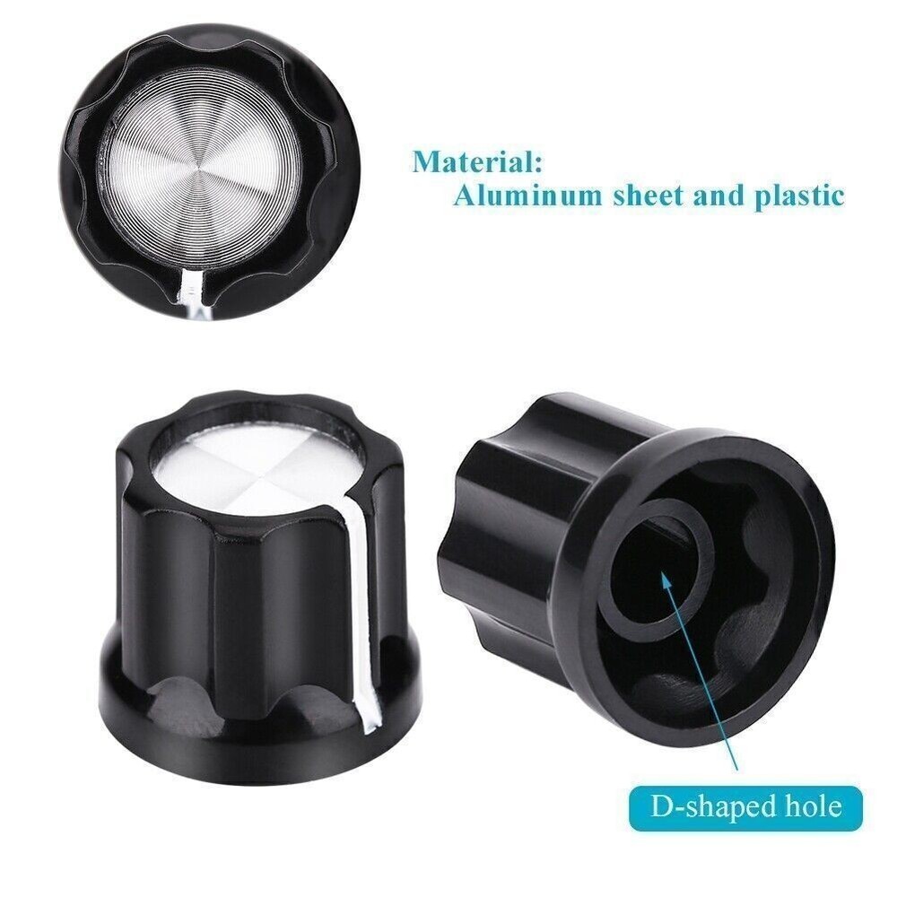 10Pcs Durable Potentiometer Volume Tone Knobs Caps for D Shaped Shaft Electric