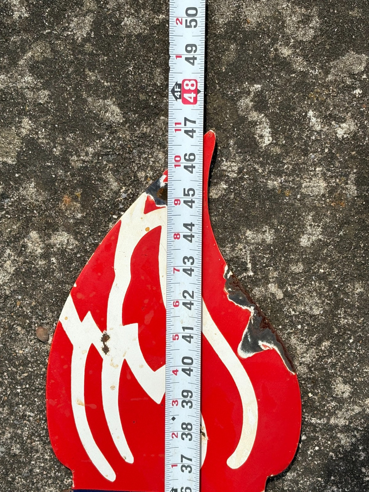 ORIGINAL 1950's "AMOCO GASOLINE" LARGE DOUBLE SIDED PORCELAIN DEALER SIGN, NICE