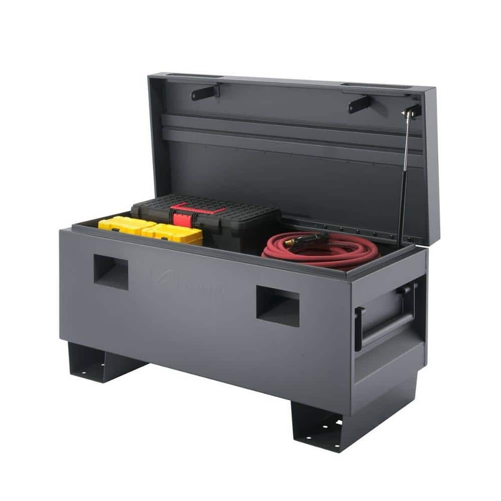 Trinity 36 Inch Job Site Box Tool Storage Rust Resistant Powder Coated Gray