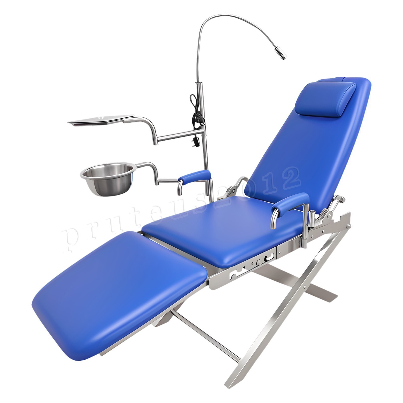 Portable Dental Chair Mobile Simple Folding Chair + Rechargeable LED Light Tray
