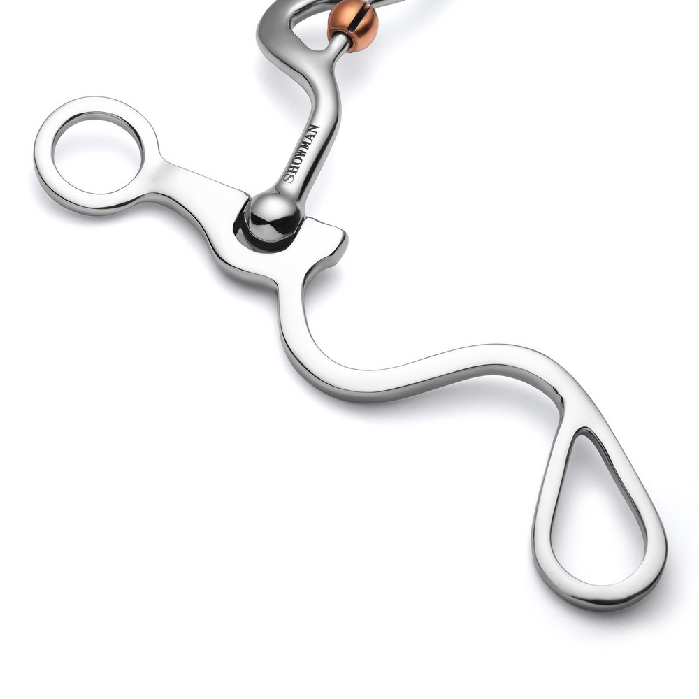 Showman Long S Shank Bit w/ Smooth Low Port Copper Rollers