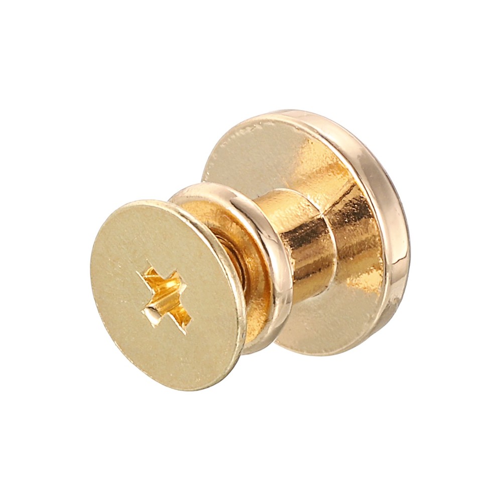 Flat Studs Rivet 20 Sets 10x6.5mm Screw Back Rivets, Gold Tone