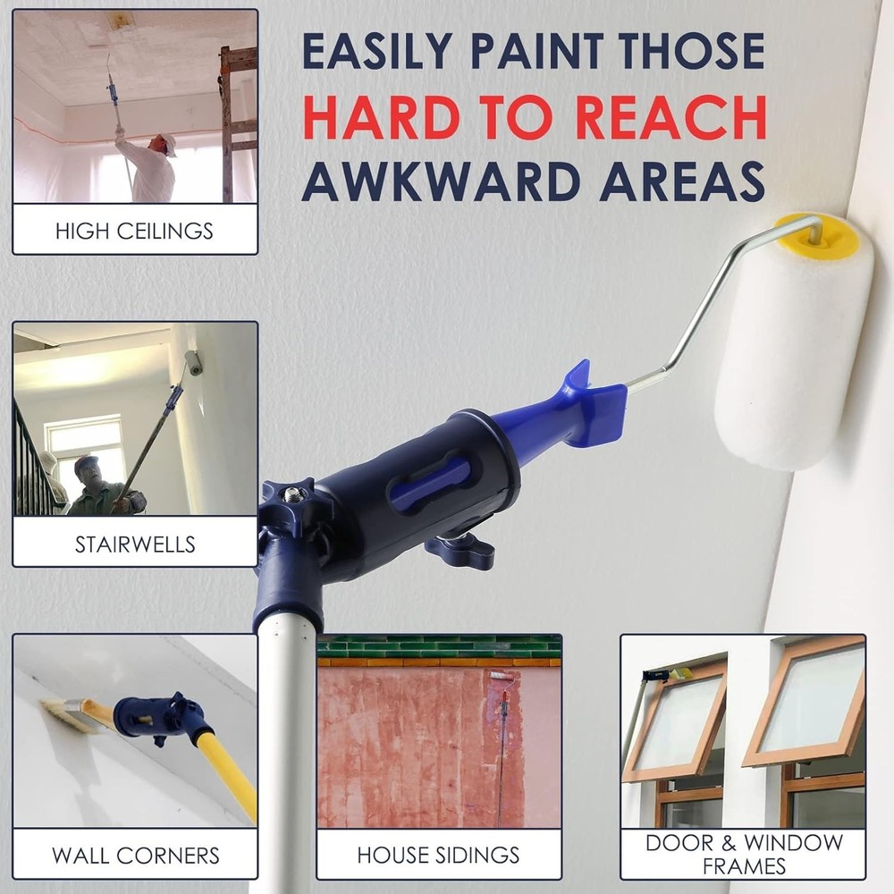 Adjustable Multi-Angle Paint Brush Extension Tool for High Places - 3" Width
