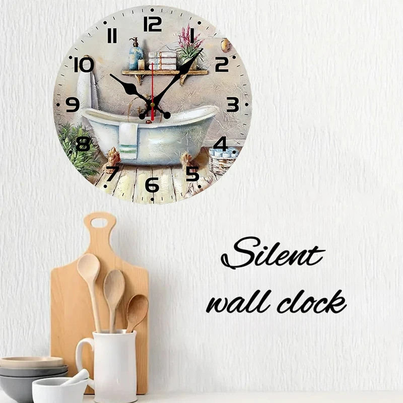 Modern Wall Clock 25cm - 2D Home Bathtub Design