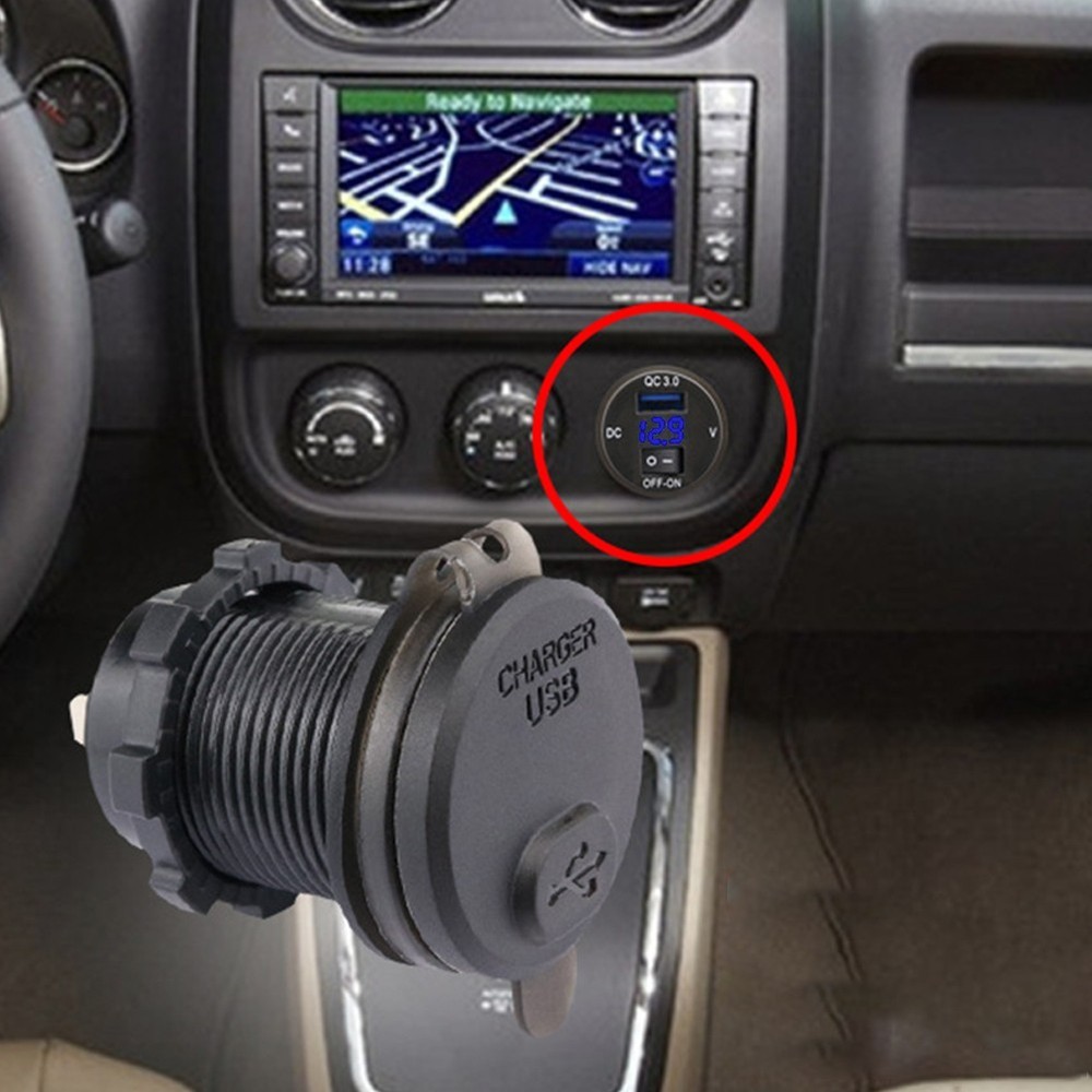 Car Charger Socket Outlet Car Electronics ABS 12V/24V Black USB Socket