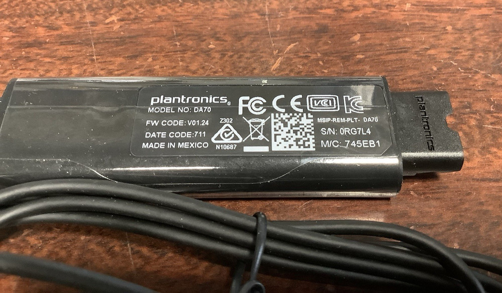 Plantronics DA70 ~ USB to QD Headset Adapter ~ 201851-01 POLY ~ FREE SHIPPING