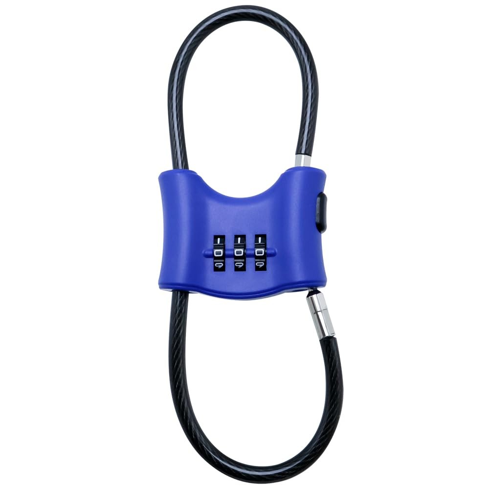 3-Digit Combination Lock with Braided Steel Cable – Secure Helmet, Backpack, ...
