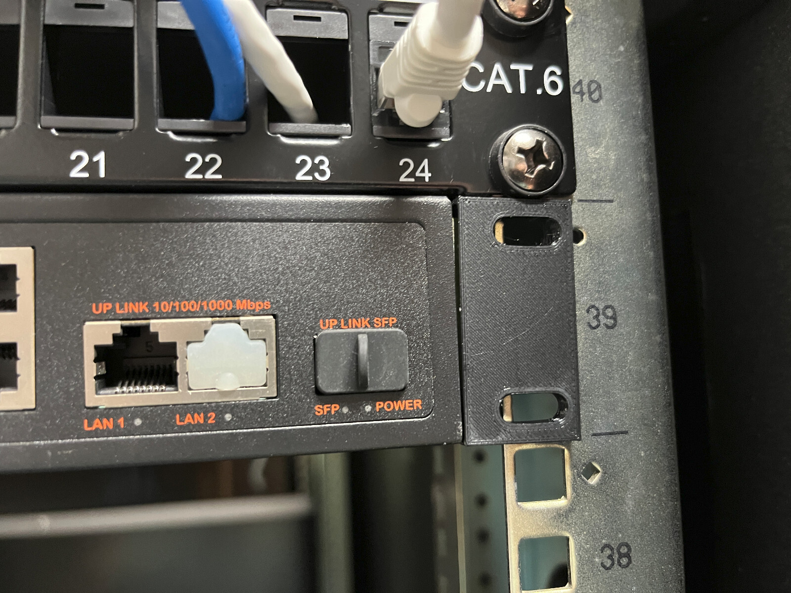 2 Pack - 1U 19" Network Rack Bracket Ears Universal Mount - 3D Printed