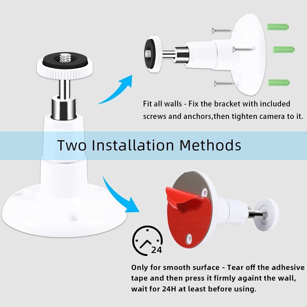 2/4pcs Universal Wall Mount Bracket for Security Camera with 1/4"Screw Connector
