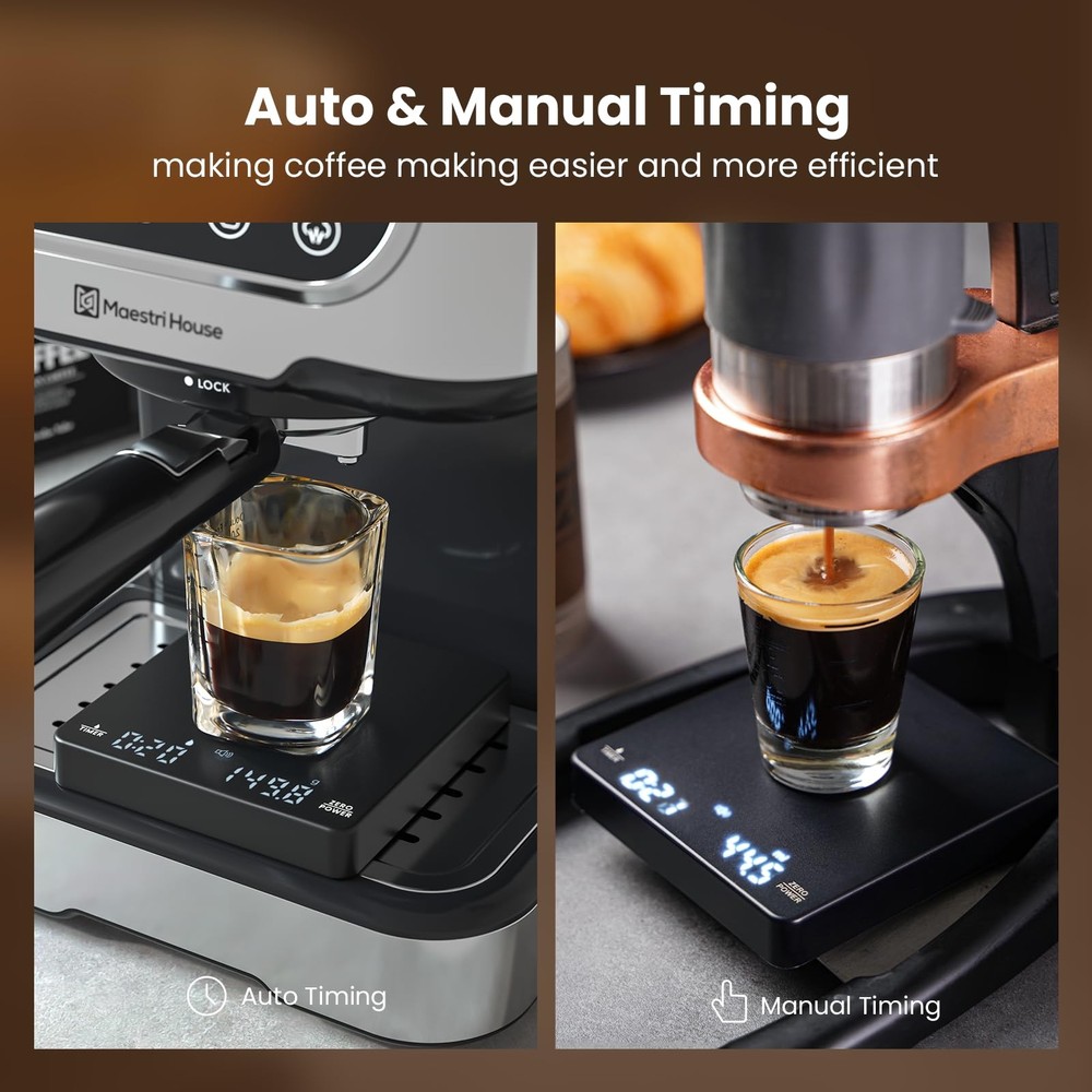 Mini Coffee Scale with Timer, Rechargeable Espresso Scale, 2kg/0.1g Accurate ...