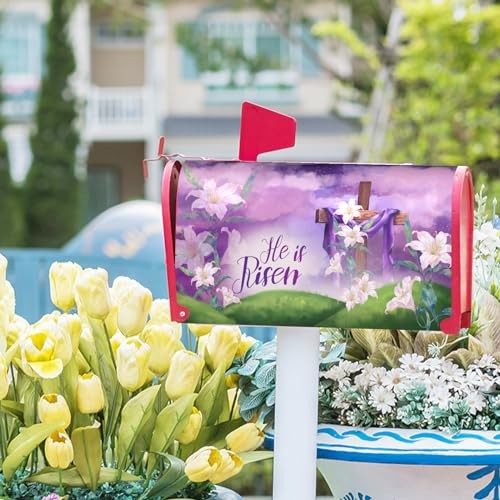 Easter He is Risen Mailbox Cover - Magnetic Happy Easter Mailbox Wrap -