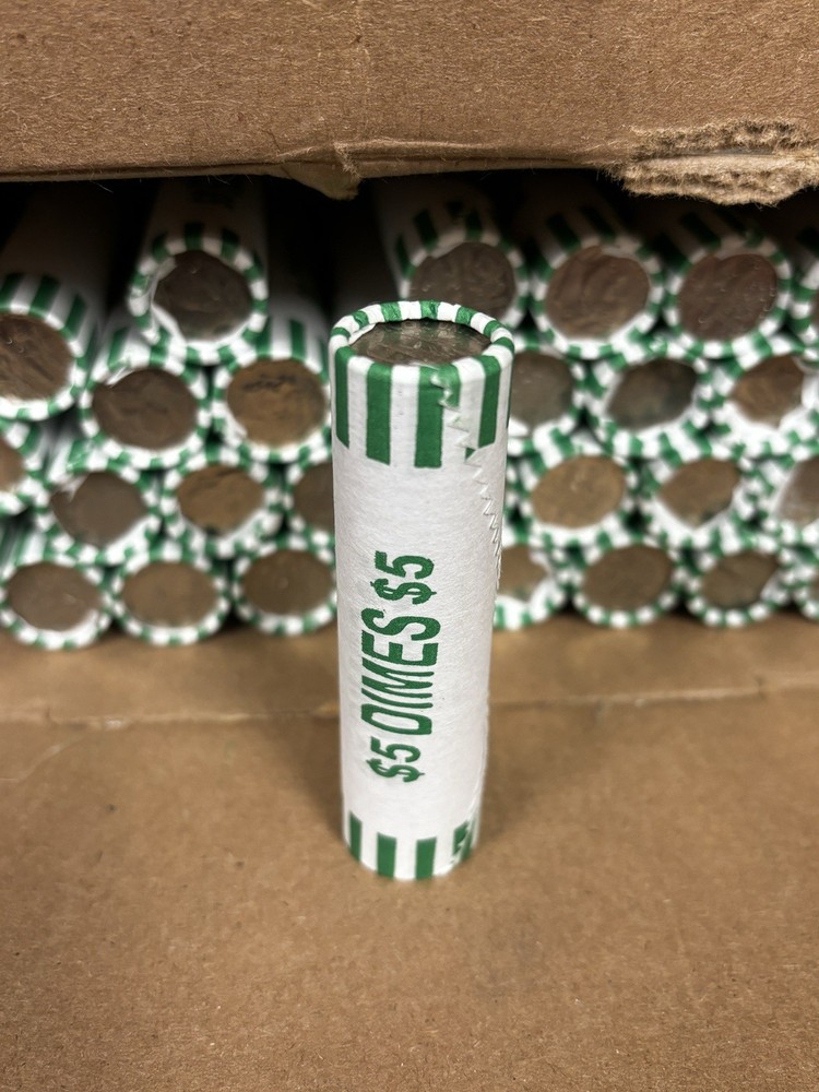 (2 ROLLS) Unsearched Dime Bank Roll | Find Silver Dimes, Mercury Dimes, Errors