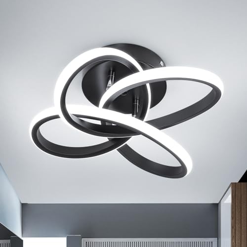 Modern Led Ceiling Light Fixture, 6000K Small Hallway Ceiling Light Black