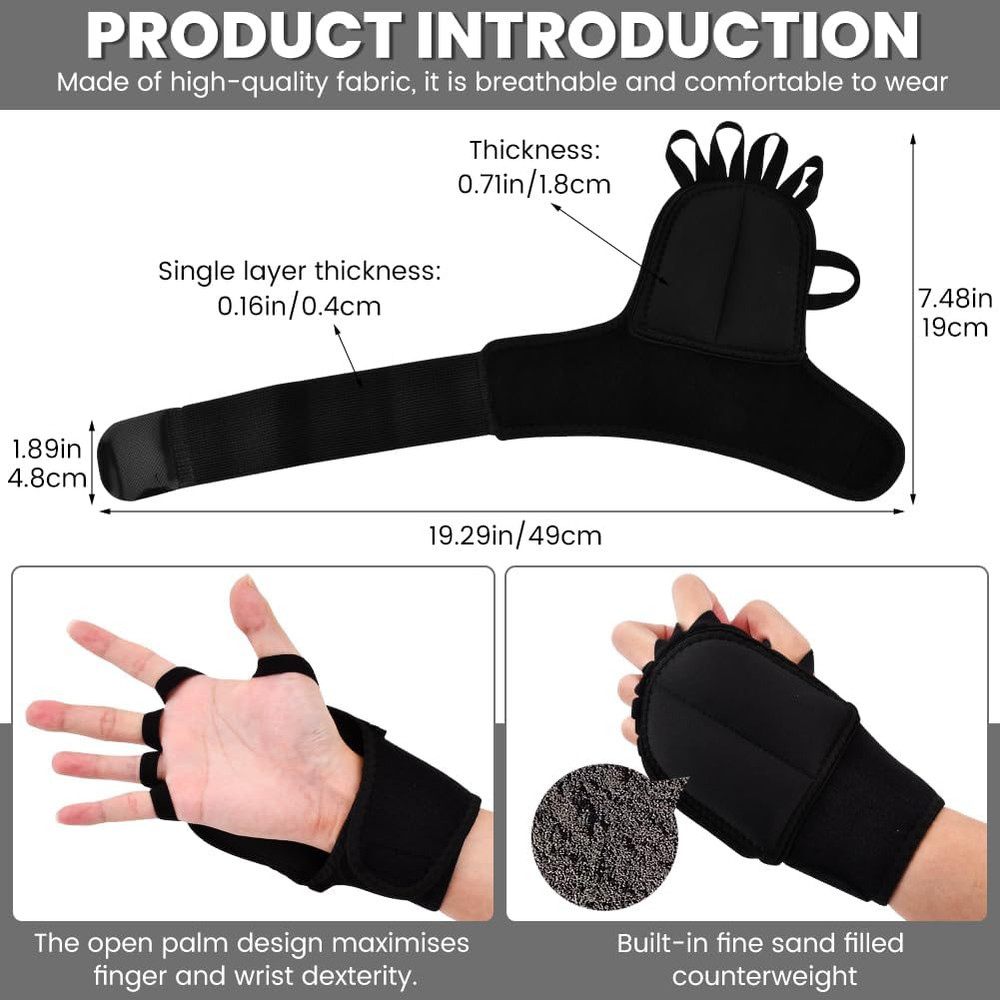 1 pair Weighted Gloves Adjustable Hand Stability Aid with Elastic Finger Ring...