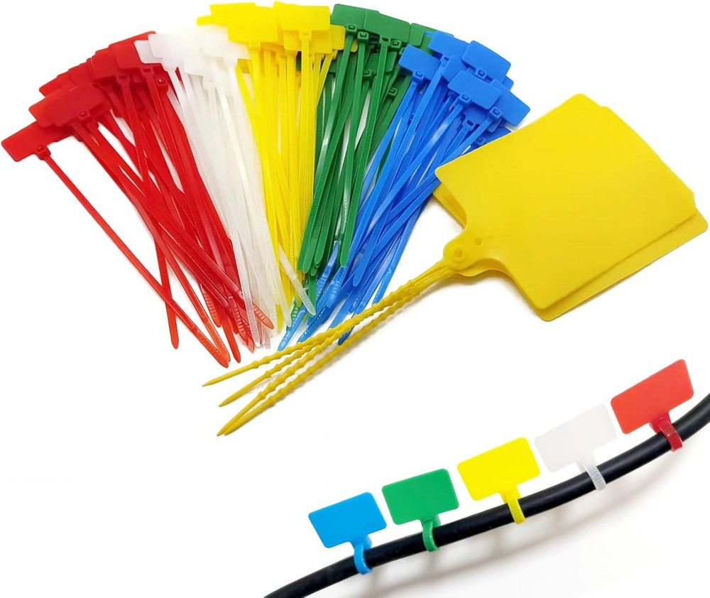 Cable Marker Tie Tags, 104Pcs Self-Locking Zip Tags Write on Label, Nylon Wire