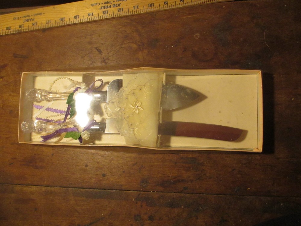 faux crystal knife server set weding cake