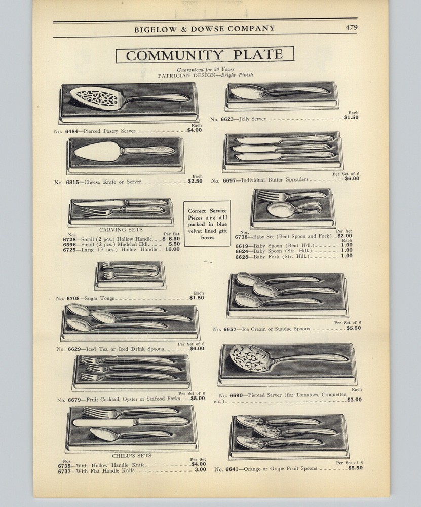 1925 PAPER AD 2 PG Patrician Pattern Community Plate Silverware