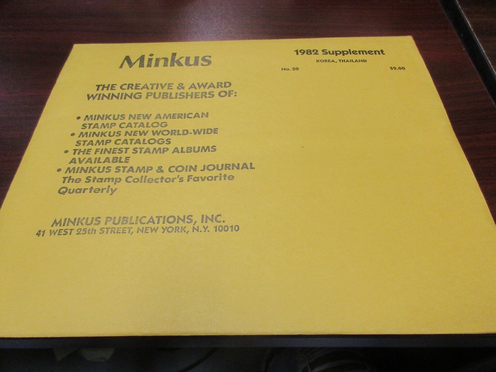 "MINKUS" ALBUM PAGES 1982  SUPPLEMENT KOREA, THAILAND  W/FREE SHP.