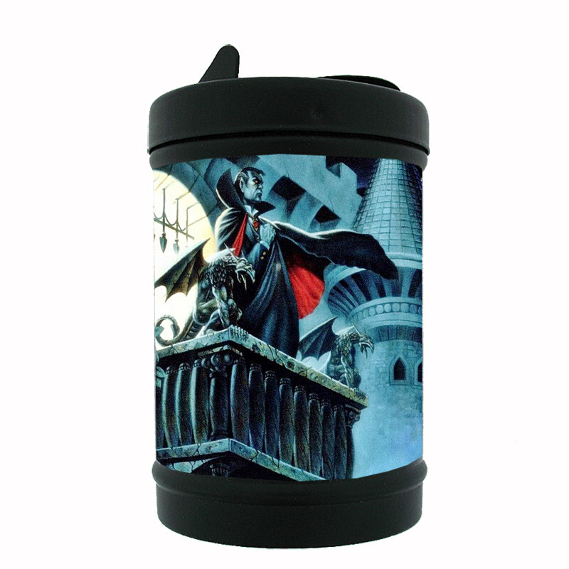 Dracula Vampire D6  Black Metal Car Ashtray / Mini Trashcan