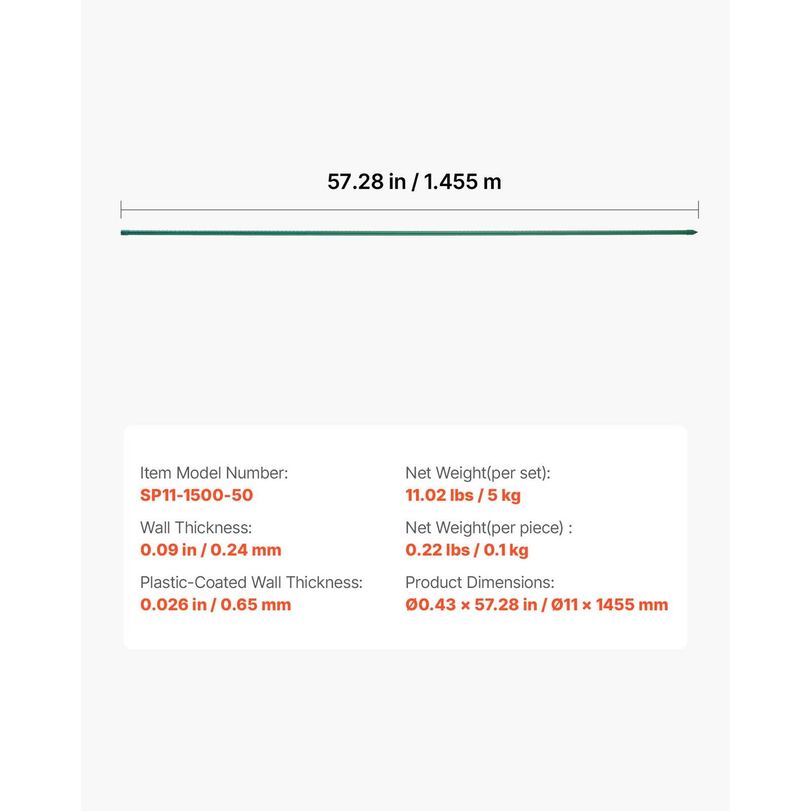 Uimoso Garden Stakes for Tomatoes, 50-Pack,57.28-Inch Metal with Plastic Coating