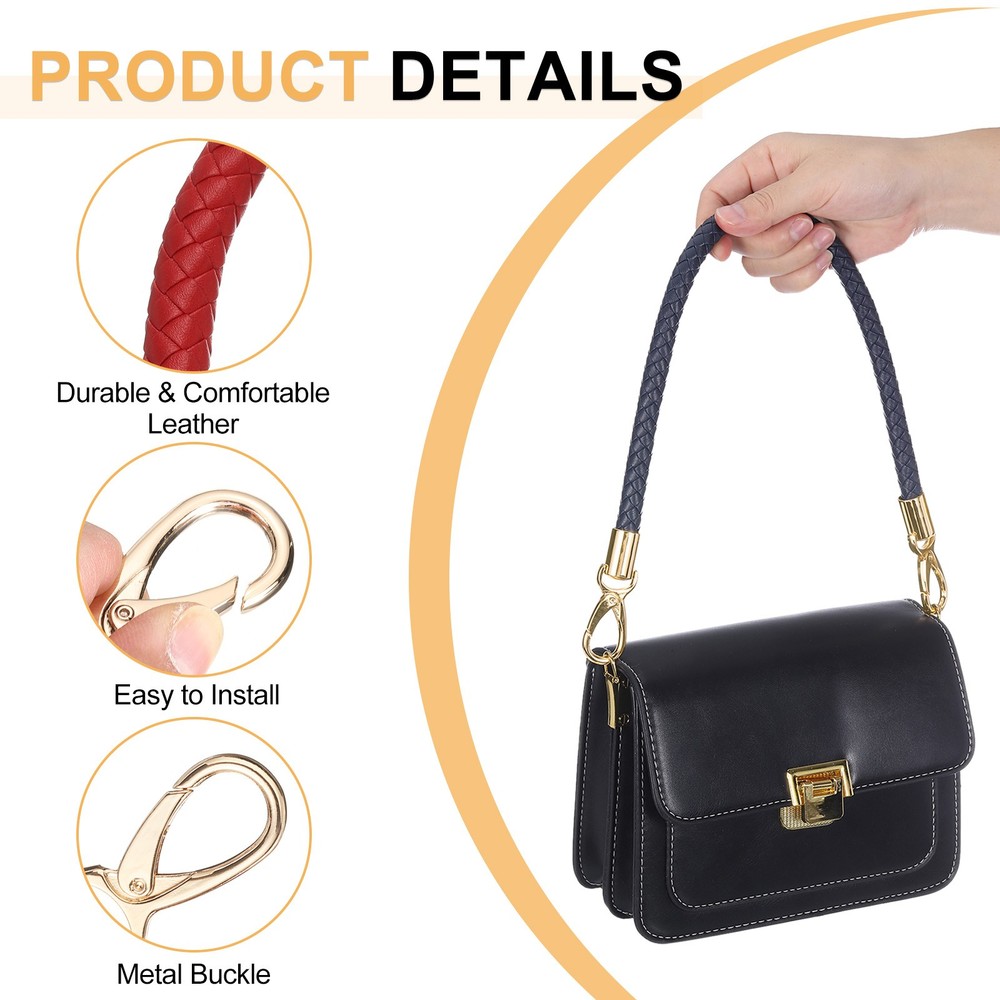 2 Pcs Leather Purse Strap, Braided Purse Replacement, Bright Red