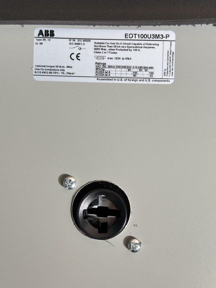 ABB EOT100U3M3-P Enclosed Disconnect Switch