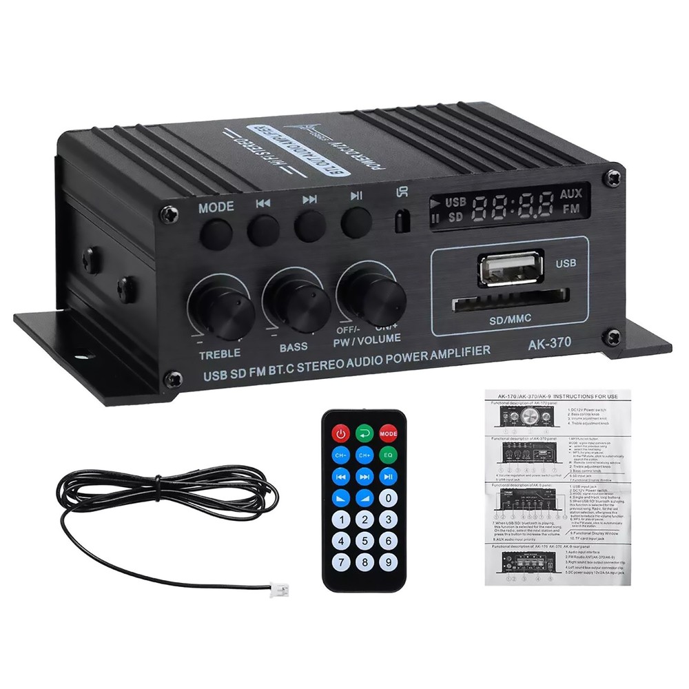 Bluetooth Mini HiFi Digital Stereo Audio 2 Channels Amplifier Power Amp DC 12V