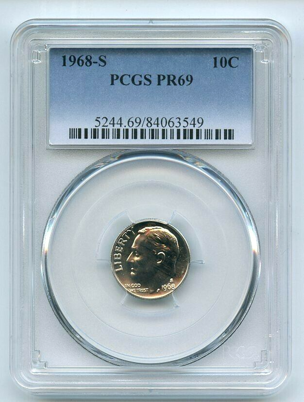 1968 S 10C Roosevelt Dime PCGS PR69