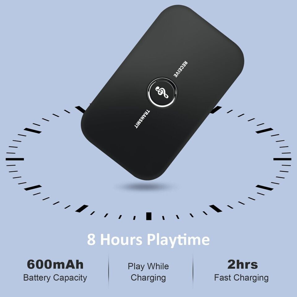 Two-in-one Bluetooth 5.0 transmitter & receiver for home TV and computer systems