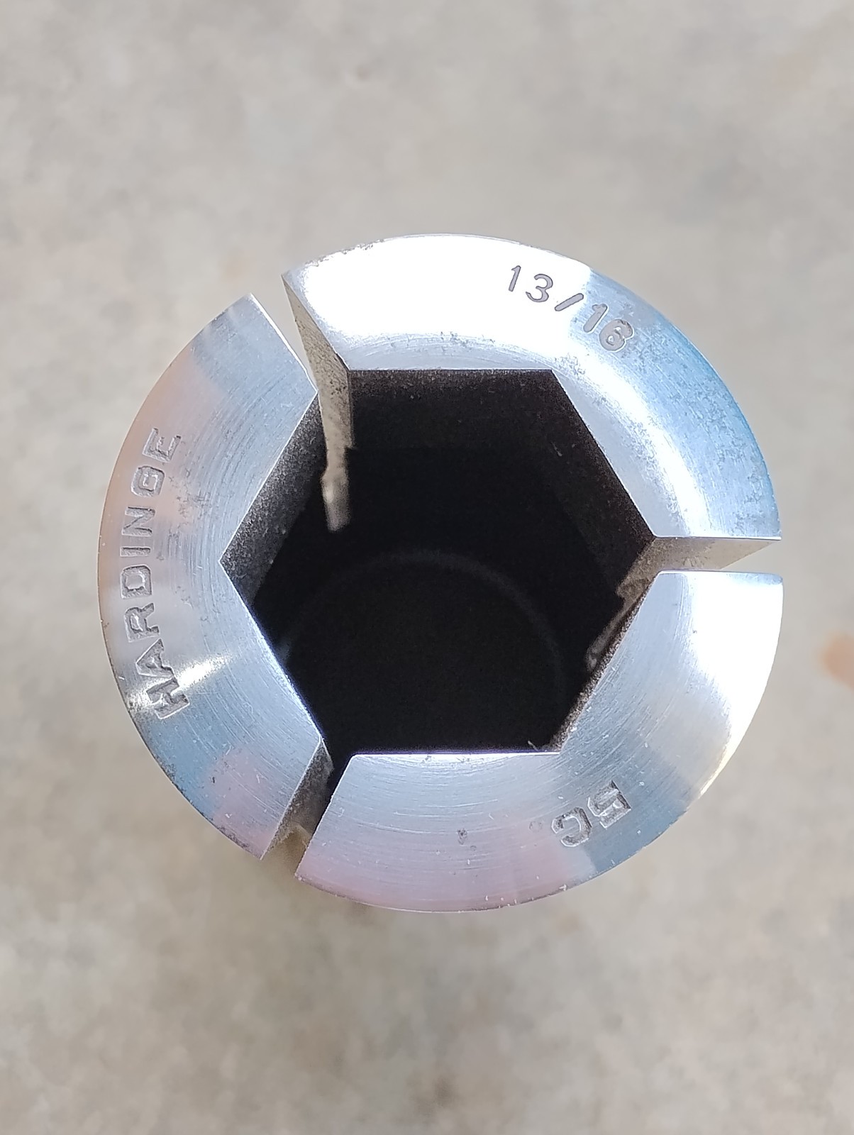 Hardinge 5C Collet 13/16” Hex With Internal & External Threads