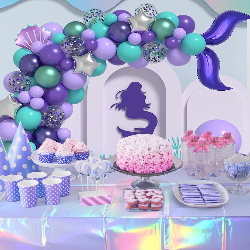 Iridescent Light Purple Table Cloths (2 Packs) - 54x108 Inch Rectangular Plas...