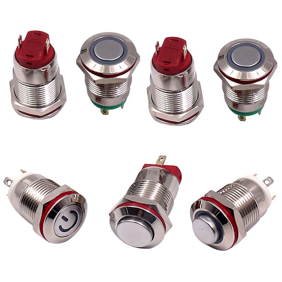 12mm Metal Waterproof LED Illuminated Switch Momentary Push MINI Button Switch