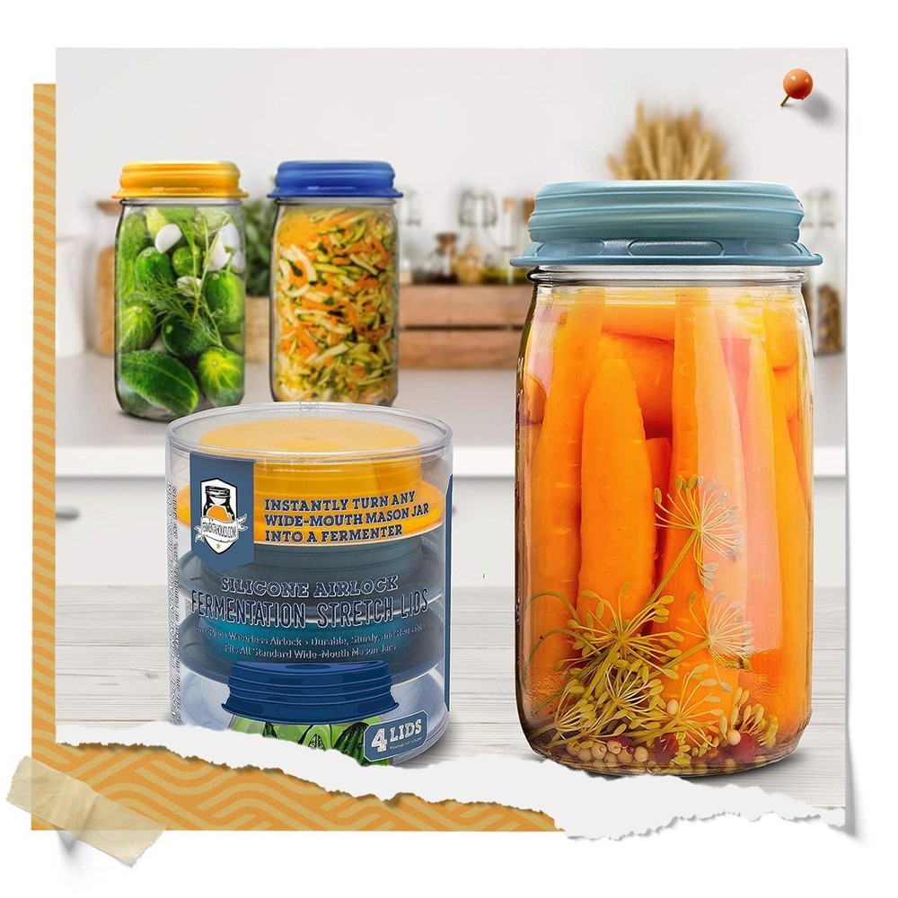 Fermentaholics Patented Silicone Fermentation Stretch Lids, 4 Pack