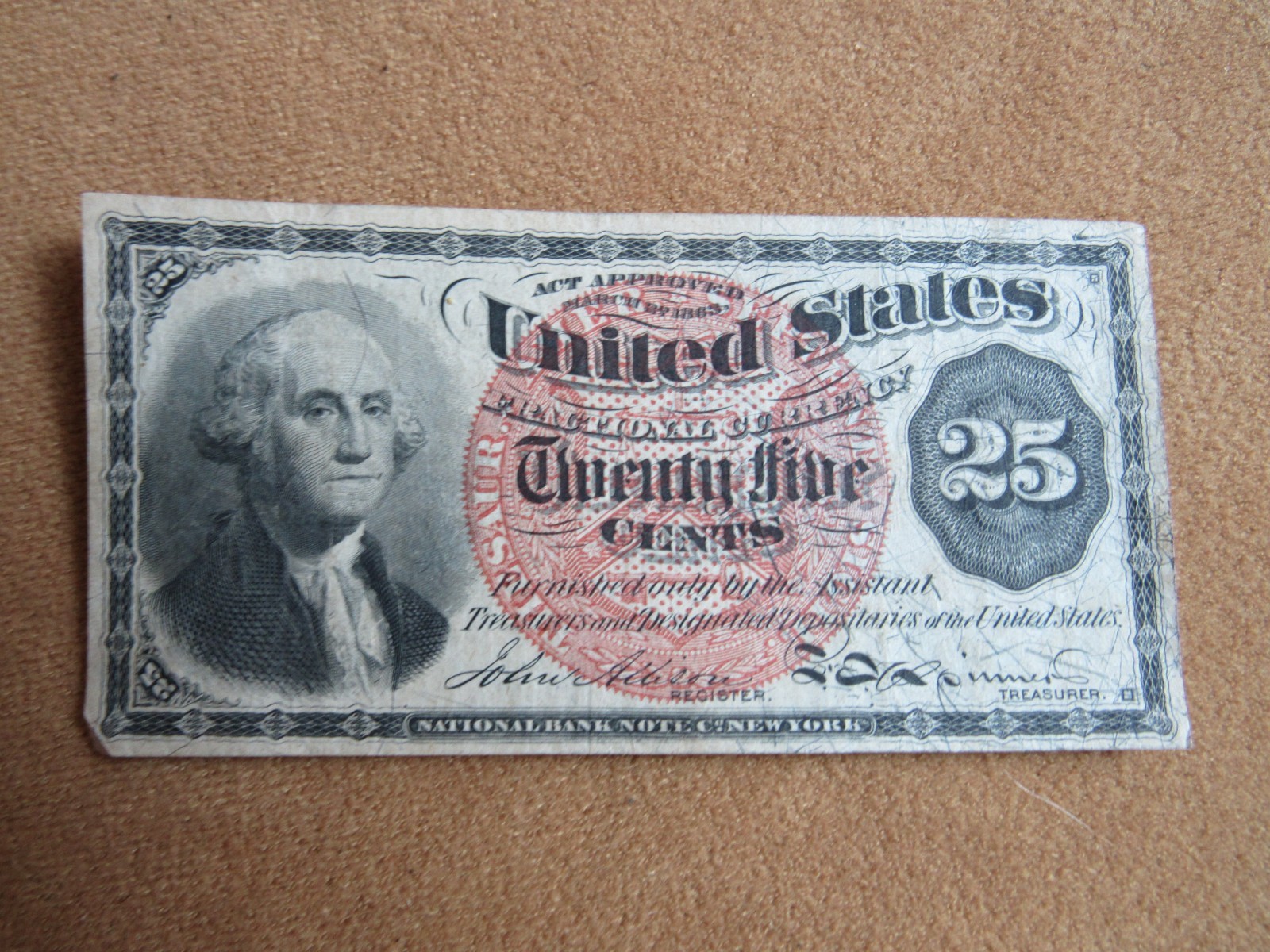 Collection of Five US Fractional Notes Series 1863 original period items