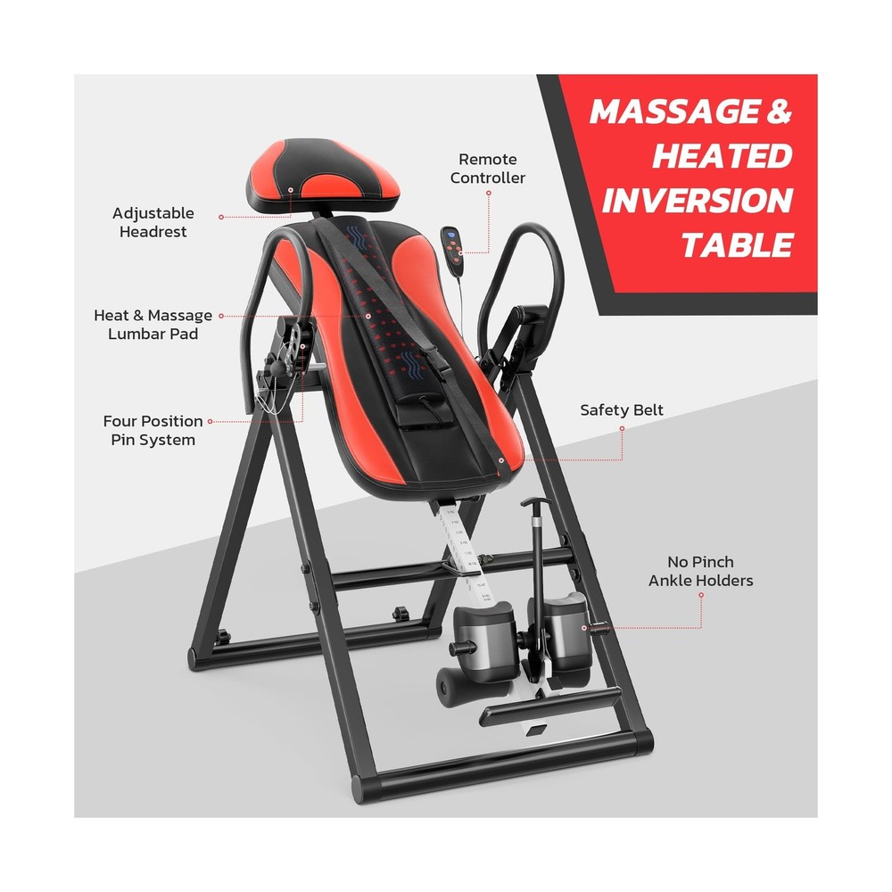 YOLEO Inversion Table Massage & Heat Inversion Table 2025 New Inversion Table...