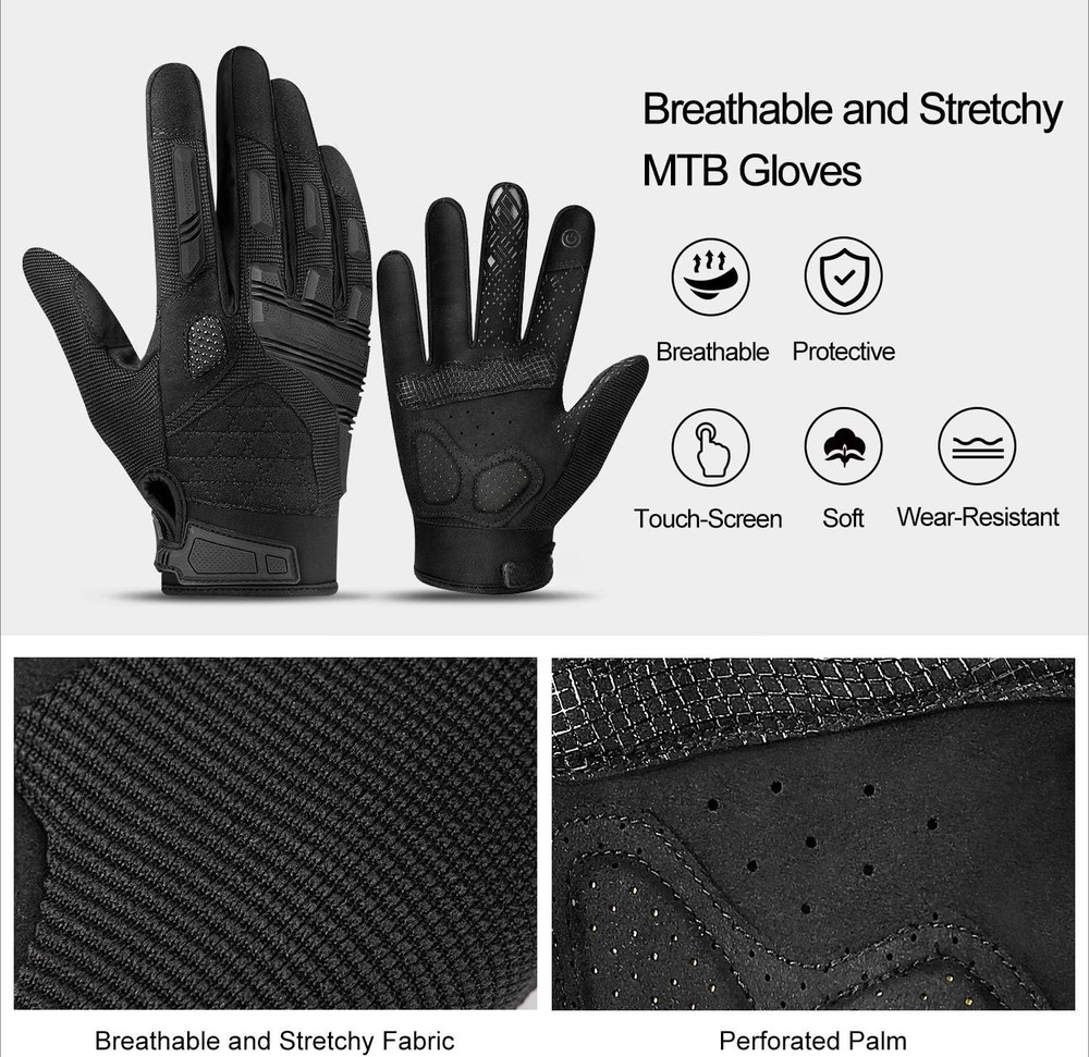 Mountain bike gloves, touchscreen-enabled design