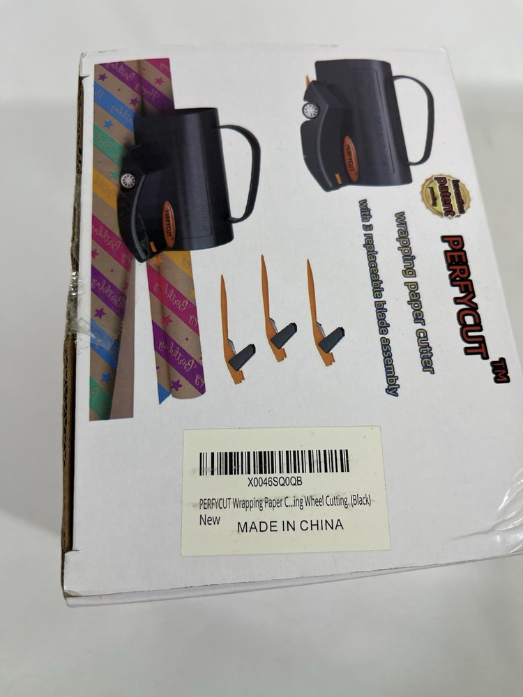 Wrapping Paper Cutter with 3 Replaceable Blade Sets for All Occasion Black