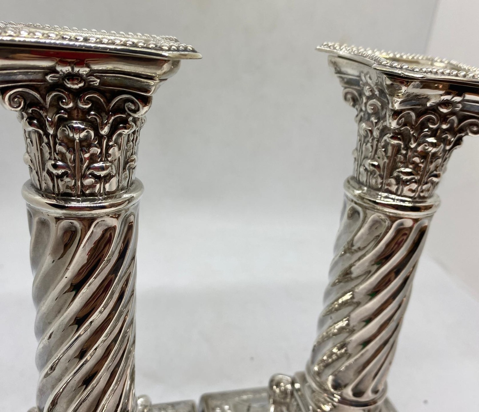 Jenkins & Timm Sterling Weighted Piano Candlesticks Sheffield 1896 Antique