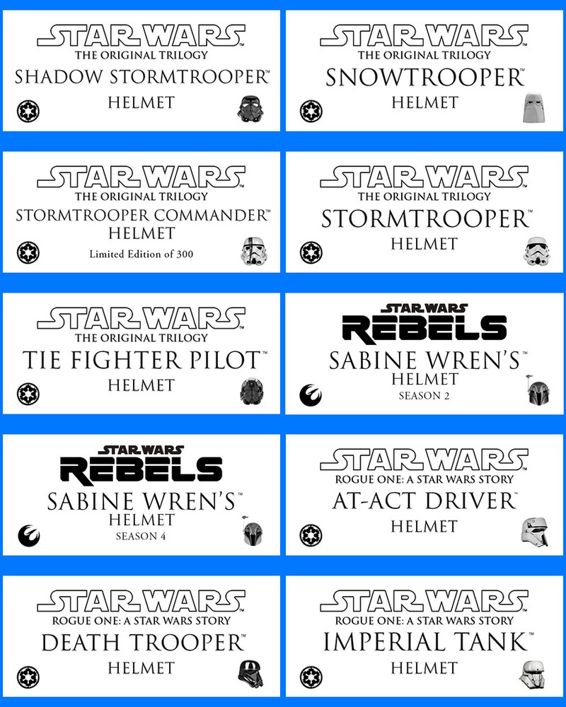 Anovos Helmet Replicas Display Plaques - Pick 1