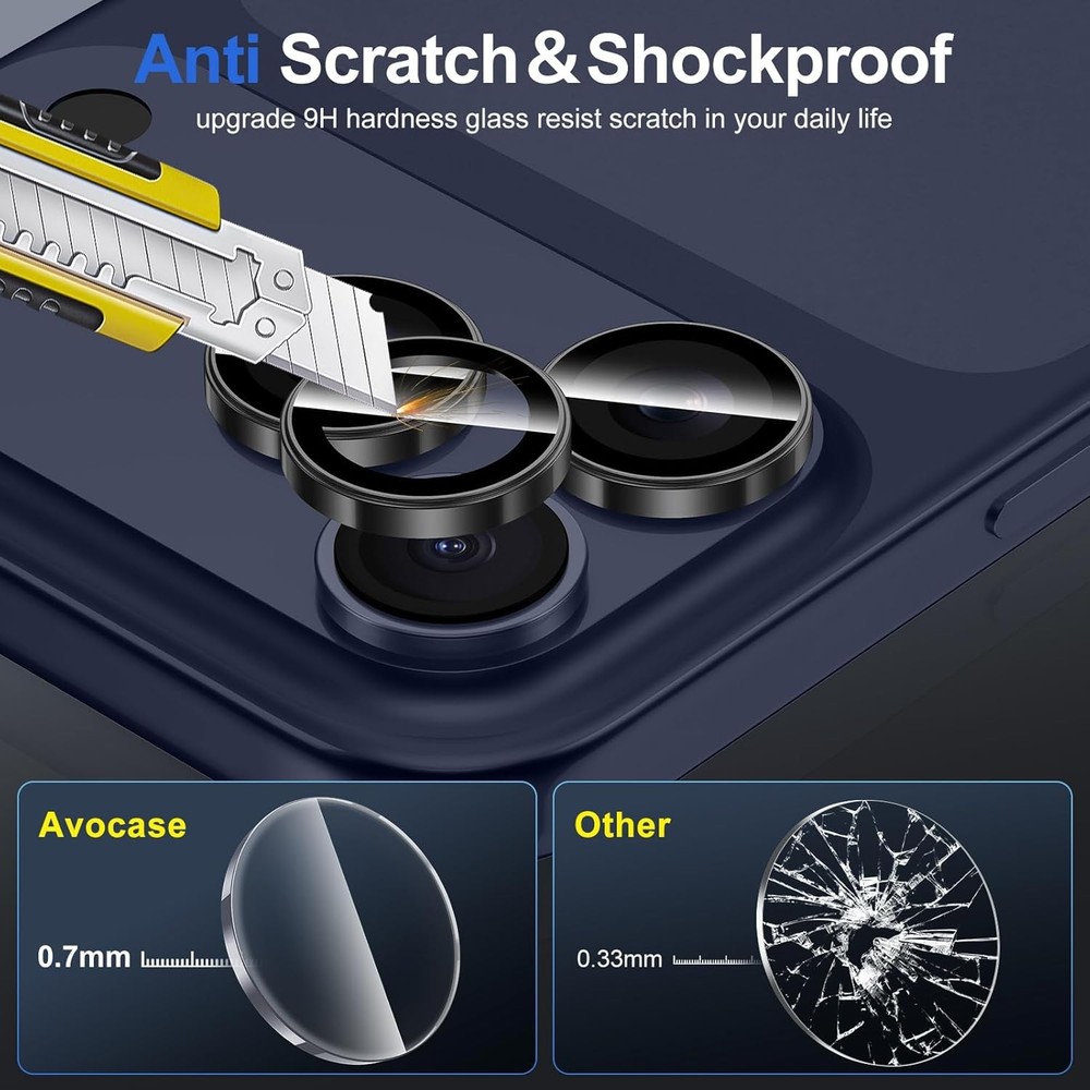 1 Set Black Ring Camera Lens Protector for iPhone 17 Pro/Pro Max